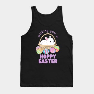 Wishing you a happy easter cute easter bunny in a basket Tank Top